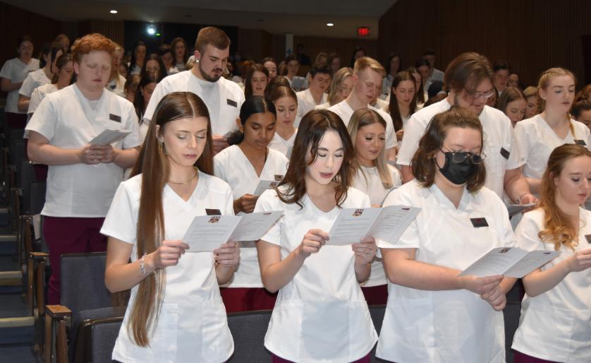 Group of nursing students in the Health Sciences Auditorium